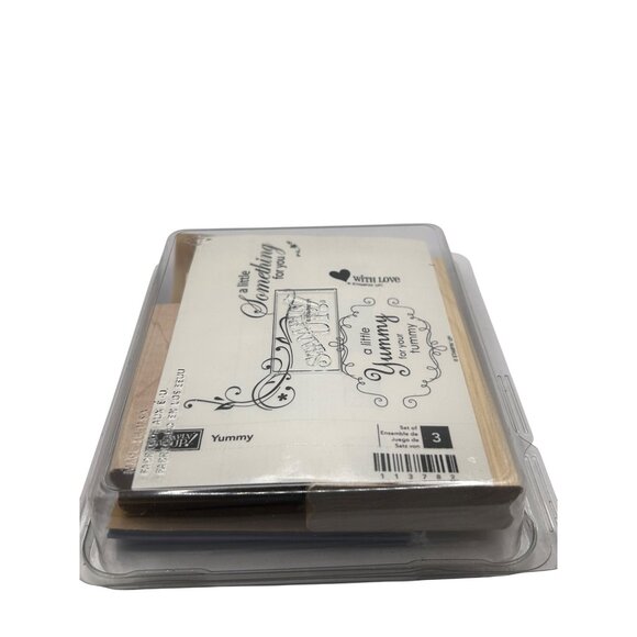 Stampin Up! Yummy Stamp Set Of 3 Rubber Wood Mount Craft Stamps DIY Scrapbooking - Picture 3 of 5